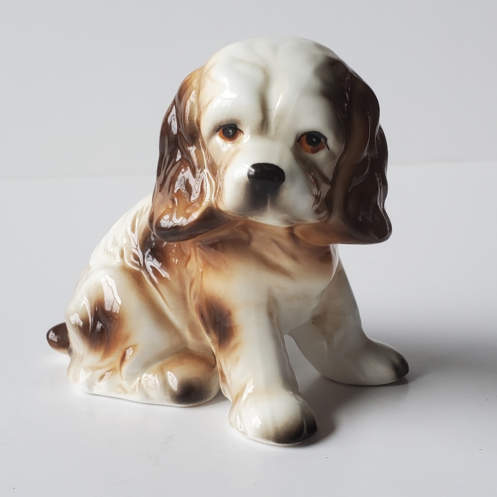Vintage Handpainted Bone China Cocker Spaniel Dog Figurine MCM